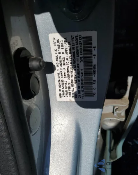 2012 Honda Civic Exl from USA, damaged, VIN 19XFB2F93CE044978